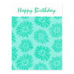 Türkis-Blumen-Geburtstags-Postkarte