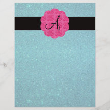 Türkis-Glittermonogramm Bedruckte Flyer