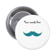 Türkis-Glitterschnurrbart Button