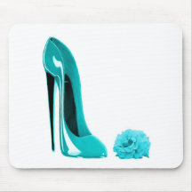 Türkis-Stilett-Schuh und Rose Mousepad