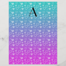 Türkis und rosa Herzmonogramm Vollfarbige Flyer