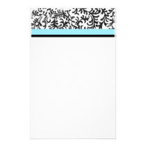 Türkis und Schwarz-Blumenmuster büropapier