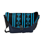 Türkiskunst nouveau mit Blumen und Streifen Kuriertasche