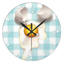 Turquoise Gingham Cracked Egg Kitchen Wall Clock wanduhren