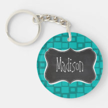 Turquoise Squares; Vintage Chalkboard Acrylic Key Chains