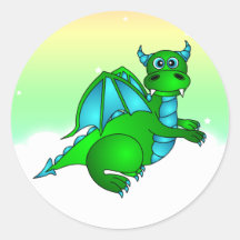 Twilight Flug - niedlicher grüner u. blauer Drache Sticker
