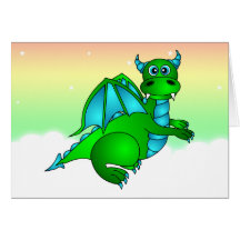 Twilight Flug - niedlicher grüner u. blauer Drache Karten
