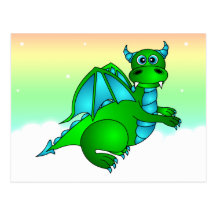 Twilight Flug - niedlicher grüner u. blauer Drache Postkarten