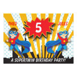 Twins Superhero Birthday | Boys Brown/Blonde Hair einladungen