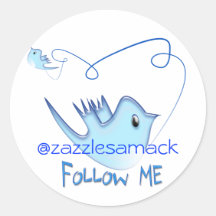 Twitter-Geschenke mit Ihrem Benutzername-Follow-me Runder Sticker