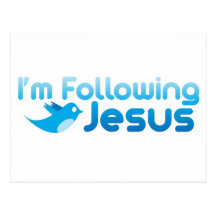Twitter ich folge ich Jesus Christus Postkarte
