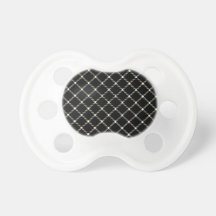 Two Bands Small Diamond - Beige on Black Baby Pacifiers