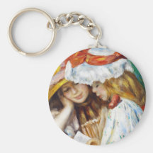 Two Girls Reading Pierre Auguste Renoir painting Keychain