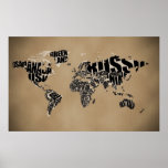 Typografische Weltkarte Plakat