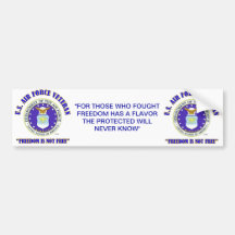 U.S.AIR FORCE VETERAN"FREEDOM IS NOT FREE" STICKER BUMPER STICKER