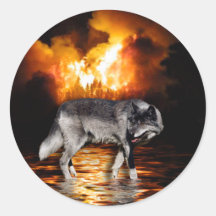"Überlebend-" grauer Wolf-Geschenke Runde Sticker
