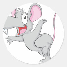 Überraschte Ratten-Maus springen Runder Aufkleber