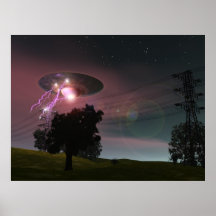 UFO über Plakat der Starkstromleitungs-2