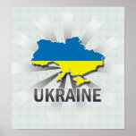 Ukraine-Flaggen-Karte 2,0 Posterdrucke