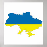 Ukraine-Flaggen-Karte Größengleich Plakate