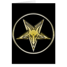Umgekehrter Pentagram mit goldenem Ziegen-Kopf Grußkarte