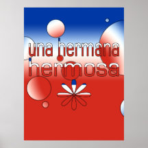 Una Hermana Hermosa Chile-Flagge färbt Pop-Kunst Poster