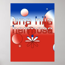 Una Hija Hermosa Chile-Flagge färbt Pop-Kunst Plakat
