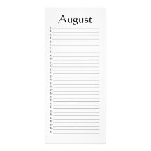 Unaufhörlicher Kalender-August-Psalm-145:5 Bedruckte Werbekarten