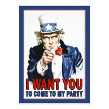 Uncle Sam - ICH WILL SIE - Party Einladung