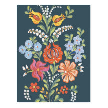 Ungarische Blumen Postkarte