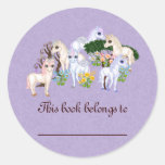 Unicorn-Garten-Buchzeichen Runder Sticker
