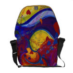 Untergrund - Hochrot-u. Iris-Herzen Kuriertasche