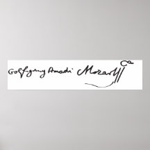 Unterschrift des Musikers Wolfgang Amadeus Mozart Plakat