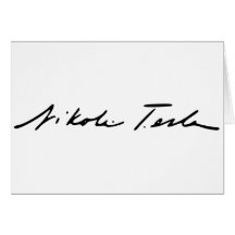 Unterschrift des Strom-Genies Nikola Tesla Karte