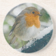Untersetzer Snowy Robin Redbreast