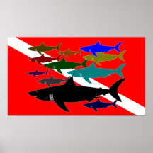 Unterwasseratemgerät/Haifisch-Plakat