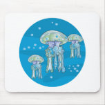 Unterwasserkreisentwurf mit drei Quallen Mousepads