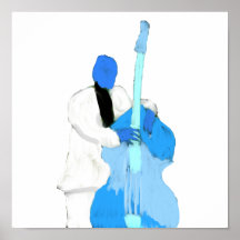 uprightbassplayerBlueWhiteversion Plakat