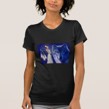 Ureinwohner-Frau u. blauer Wolf-Entwurf Hemd