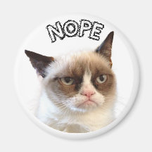 Ursprüngliche mürrische Katzen-runder Magnet "NOPE