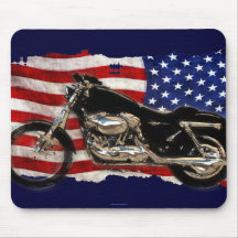 US Flag, Stars and Stripes, Motorcycle, Motorbike Mousepads