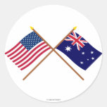 US und Australien gekreuzte Flaggen Runder Sticker