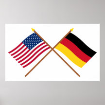 US und Deutschland gekreuzte Flaggen Posterdrucke