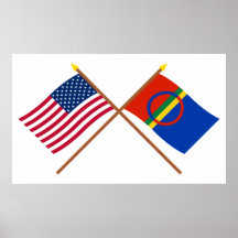 US und Sapmi gekreuzte Flaggen Poster