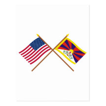 US und Tibet gekreuzte Flaggen Postkarten