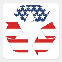 USA-Flagge - rote weiße u. Blau recycelt Symbol Quadrataufkleber