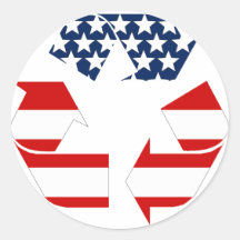 USA-Flagge - rote weiße u. Blau recycelt Symbol Runde Aufkleber