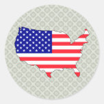 USA-Flaggen-Karte Größengleich Runde Sticker