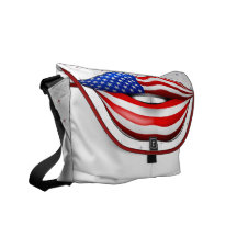 USA-Flaggen-Lippenstift auf lächelnder Lippenbote- Kurier Tasche