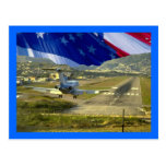 USA-Flaggen-Passagierflugzeug Postkarte
